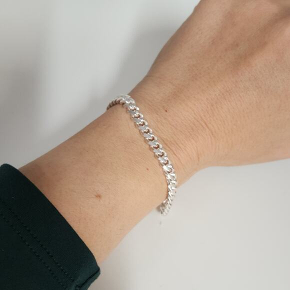 925 sterling silver Miami Cuban chain Bracelet 8" - Picture 5 of 6